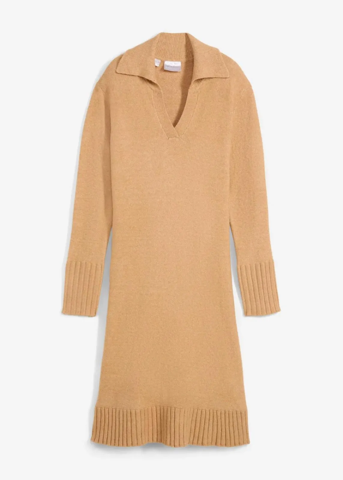 bonprix Strickmode|Kleider^Strickkleid mit Polokragen cappuccino