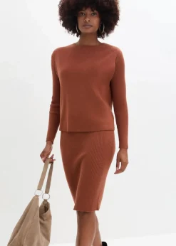 bonprix Bekleidung·Umstandsmode|Strickmode^Strickkleid mit Pullunder 2tlg. Set kastanienbraun