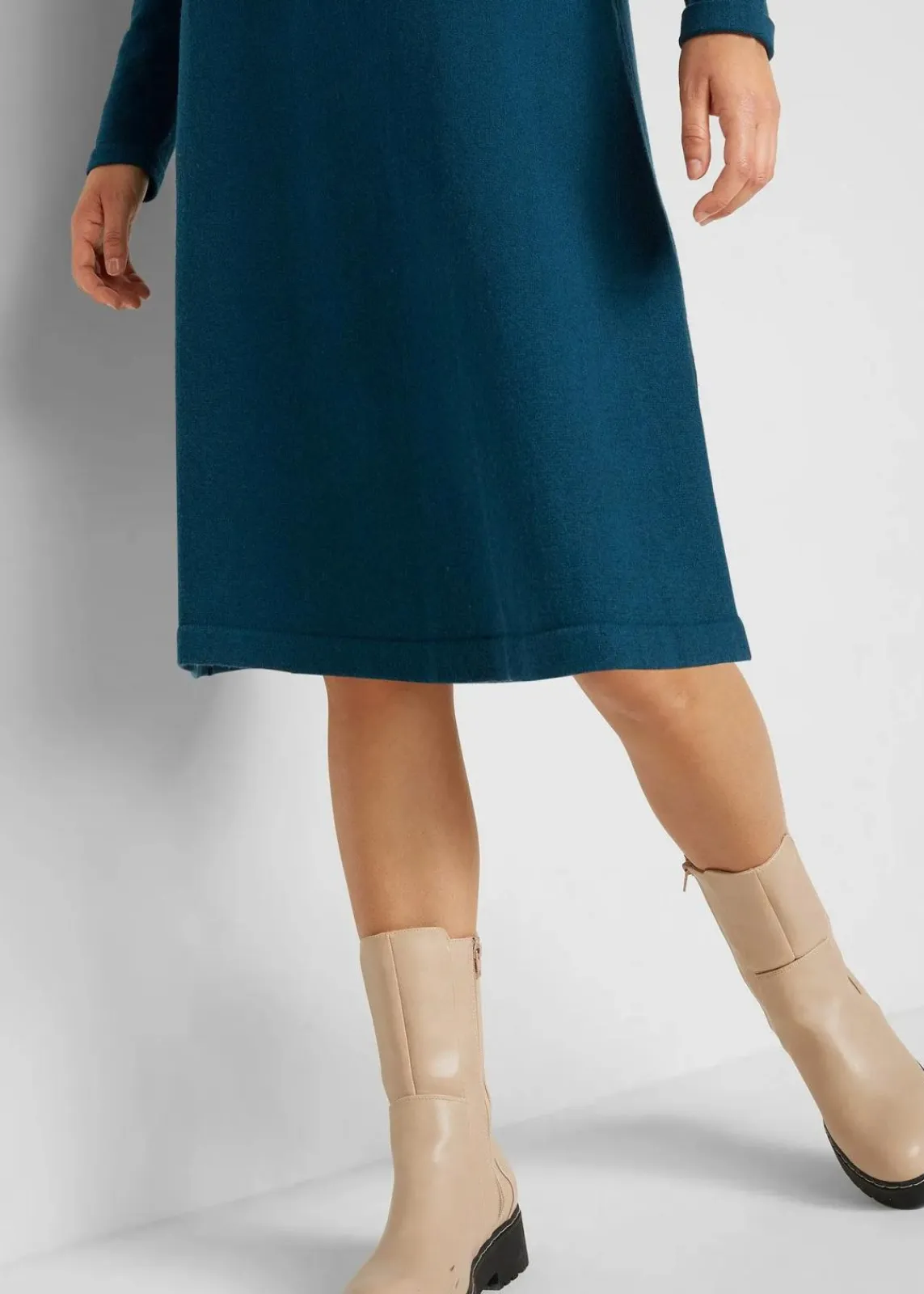 bonprix Bekleidung·Umstandsmode|Kleider^Strickkleid mit recycelter Baumwolle dunkelgrün