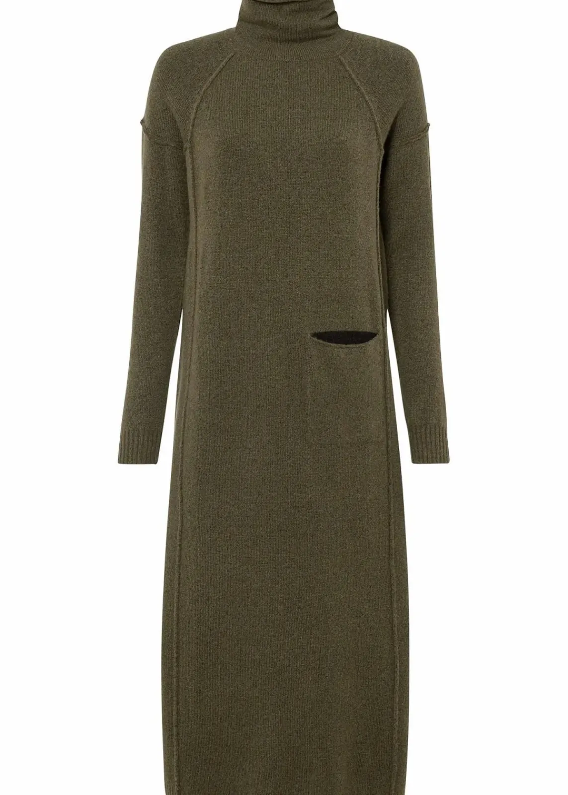 bonprix Bekleidung·Umstandsmode|Bekleidung·Pullover & Strickjacken^Strickkleid mit Rollkragen dunkeloliv meliert