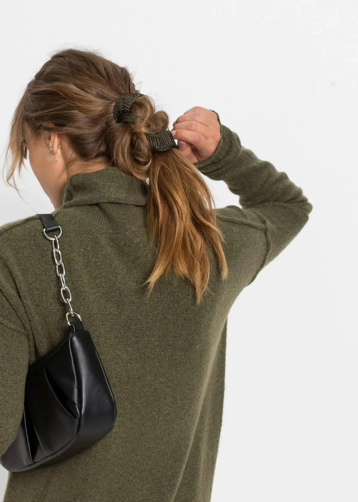 bonprix Bekleidung·Umstandsmode|Bekleidung·Pullover & Strickjacken^Strickkleid mit Rollkragen dunkeloliv meliert