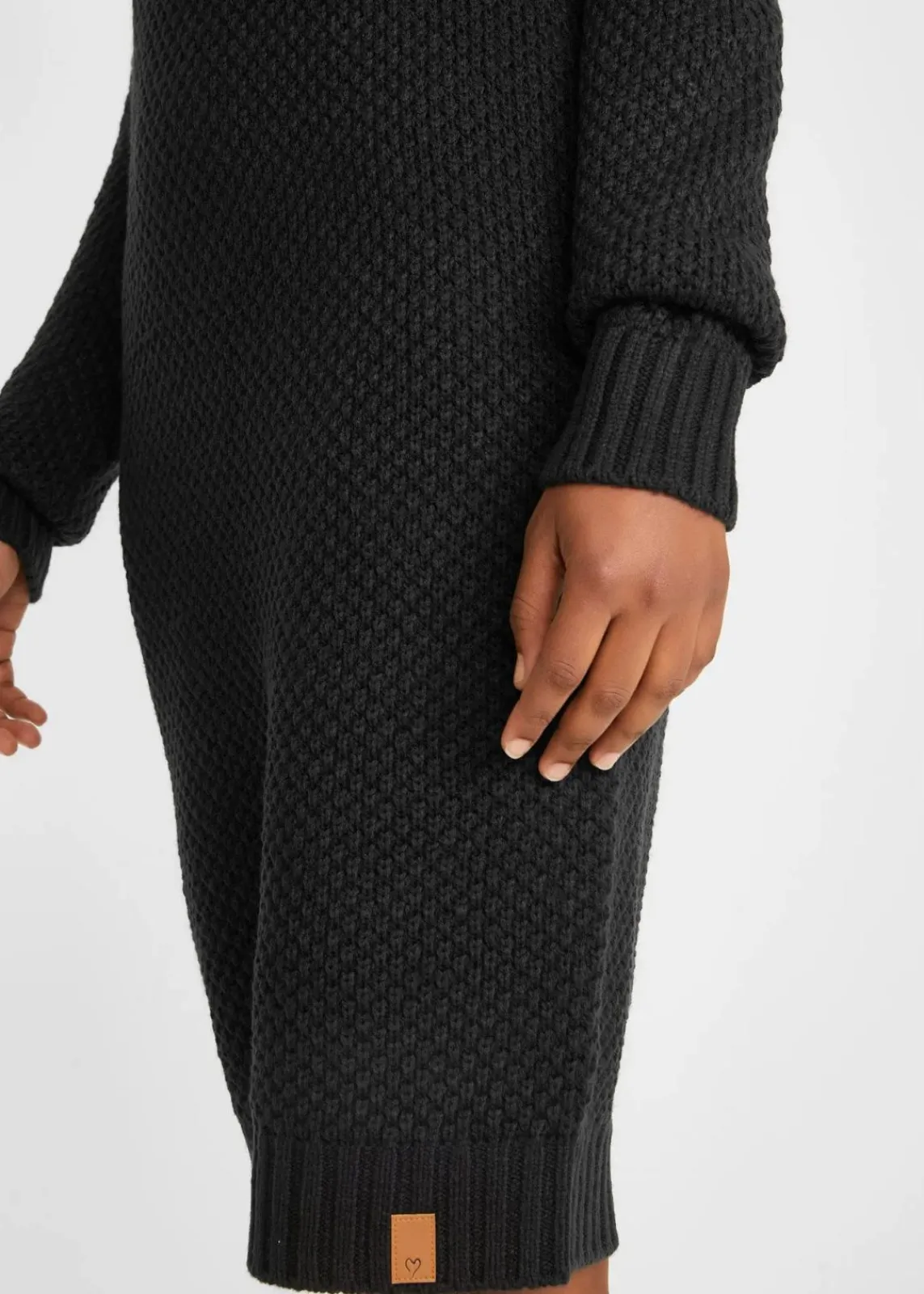 bonprix Kleider|Strickmode^Strickkleid mit Schalkragen schwarz