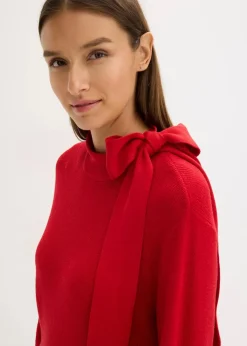 bonprix Bekleidung·Umstandsmode|Strickmode^Strickkleid mit Schleife aus softem Viskose-Mix salsarot