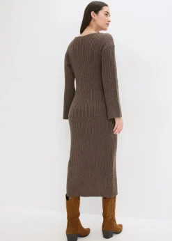 bonprix Bekleidung·Umstandsmode|Kleider^Strickkleid mit Schlitz lehmbraun