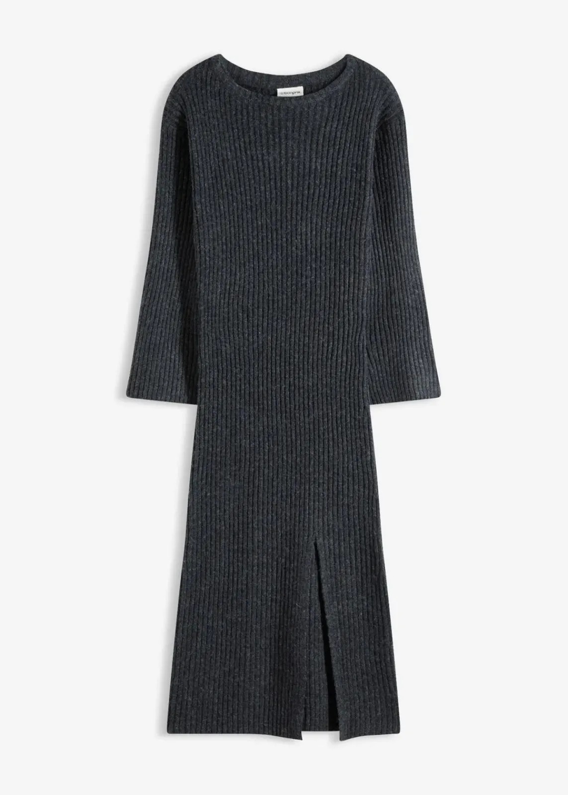 bonprix Bekleidung·Umstandsmode|Kleider^Strickkleid mit Schlitz anthrazit meliert