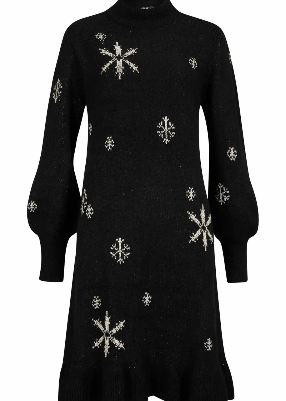 bonprix Bekleidung·Umstandsmode|Strickmode^Strickkleid mit Schneeflocken-Print schwarz