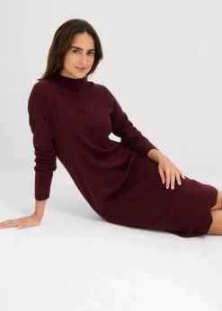 bonprix Kleider|Basics^Strickkleid mit Stehkragen tiefgrün