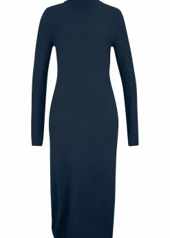 bonprix Kleider|Basics^Strickkleid mit Stehkragen dunkelblau