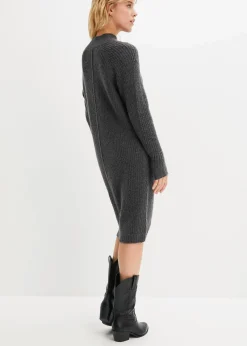bonprix Bekleidung·Umstandsmode|Bekleidung·Pullover & Strickjacken^Strickkleid mit Vokuhila-Saum anthrazit meliert
