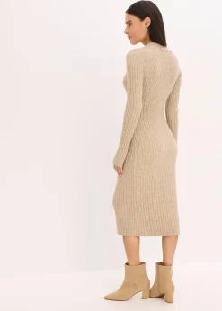 bonprix Bekleidung·Pullover & Strickjacken|Bekleidung·Umstandsmode^Strickkleid mit Wollanteil kieselbeige meliert