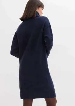 bonprix Bekleidung·Umstandsmode|Kleider^Strickkleid mit Ziernaht dunkelblau meliert