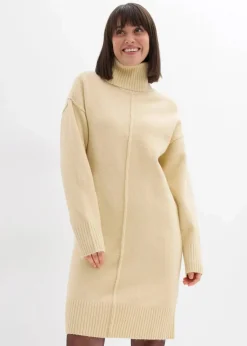 bonprix Bekleidung·Umstandsmode|Kleider^Strickkleid mit Ziernaht hellsand meliert