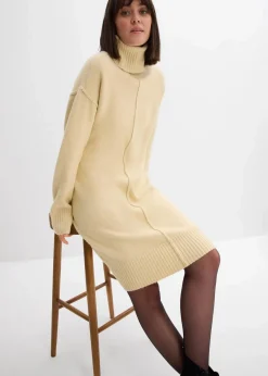 bonprix Bekleidung·Umstandsmode|Kleider^Strickkleid mit Ziernaht hellsand meliert