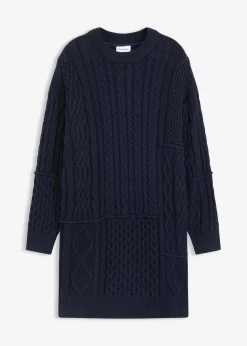 bonprix Bekleidung·Umstandsmode|Kleider^Strickkleid mit Zopfmuster tintenblau