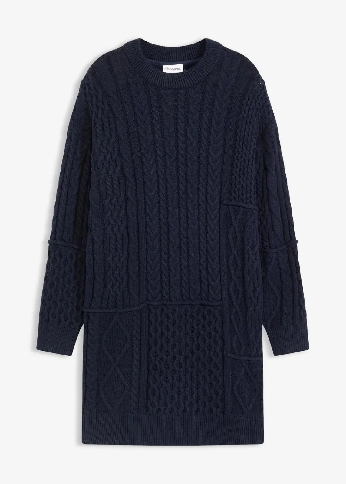 bonprix Bekleidung·Umstandsmode|Kleider^Strickkleid mit Zopfmuster tintenblau