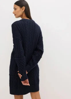 bonprix Bekleidung·Umstandsmode|Kleider^Strickkleid mit Zopfmuster tintenblau