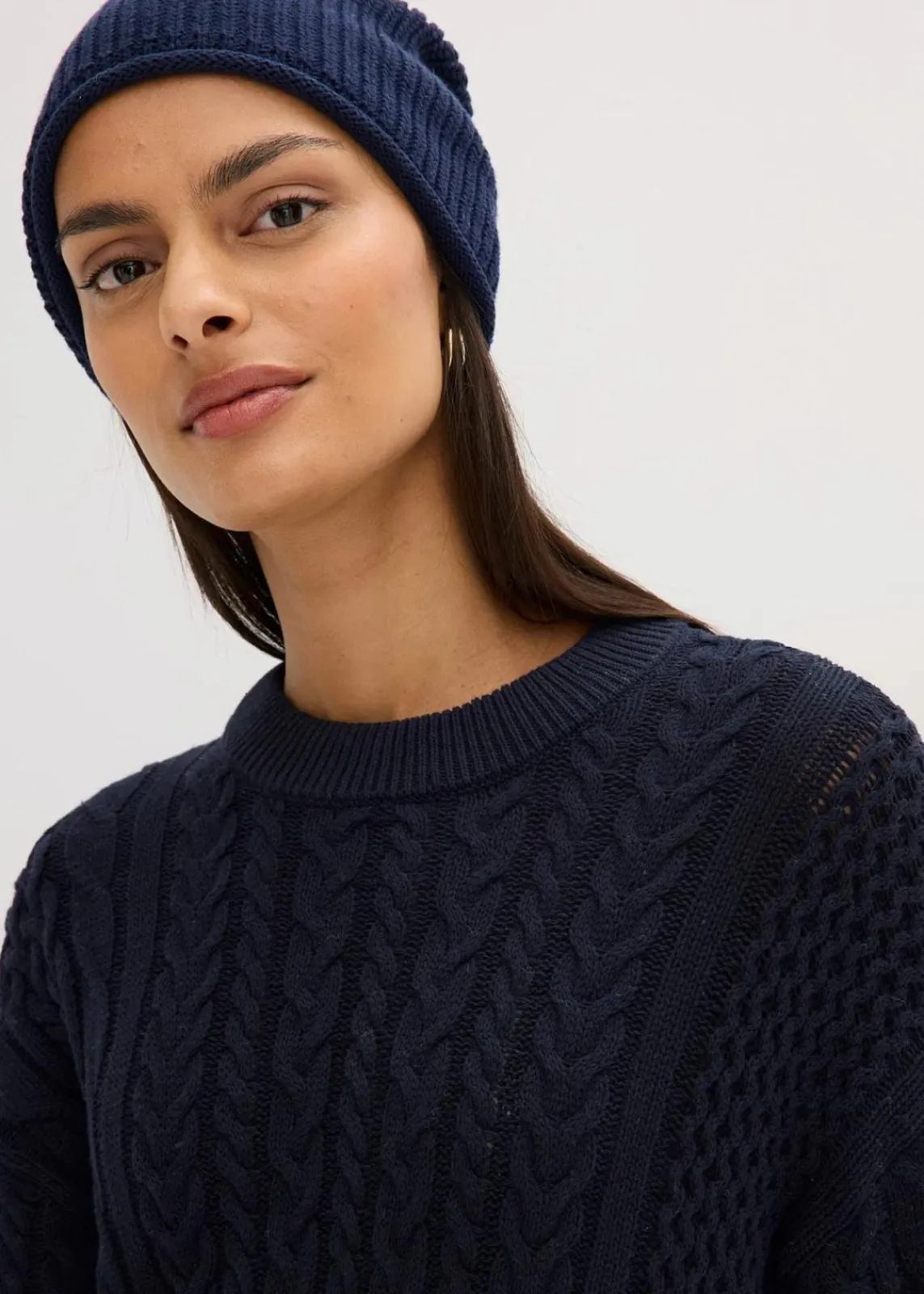 bonprix Bekleidung·Umstandsmode|Kleider^Strickkleid mit Zopfmuster tintenblau