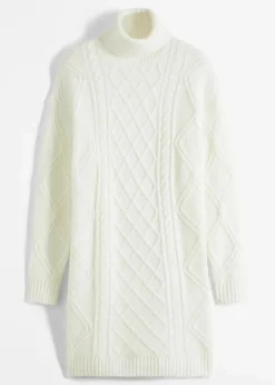 bonprix Bekleidung·Umstandsmode|Bekleidung·Pullover & Strickjacken^Strickkleid mit Zopfmuster wollweiß