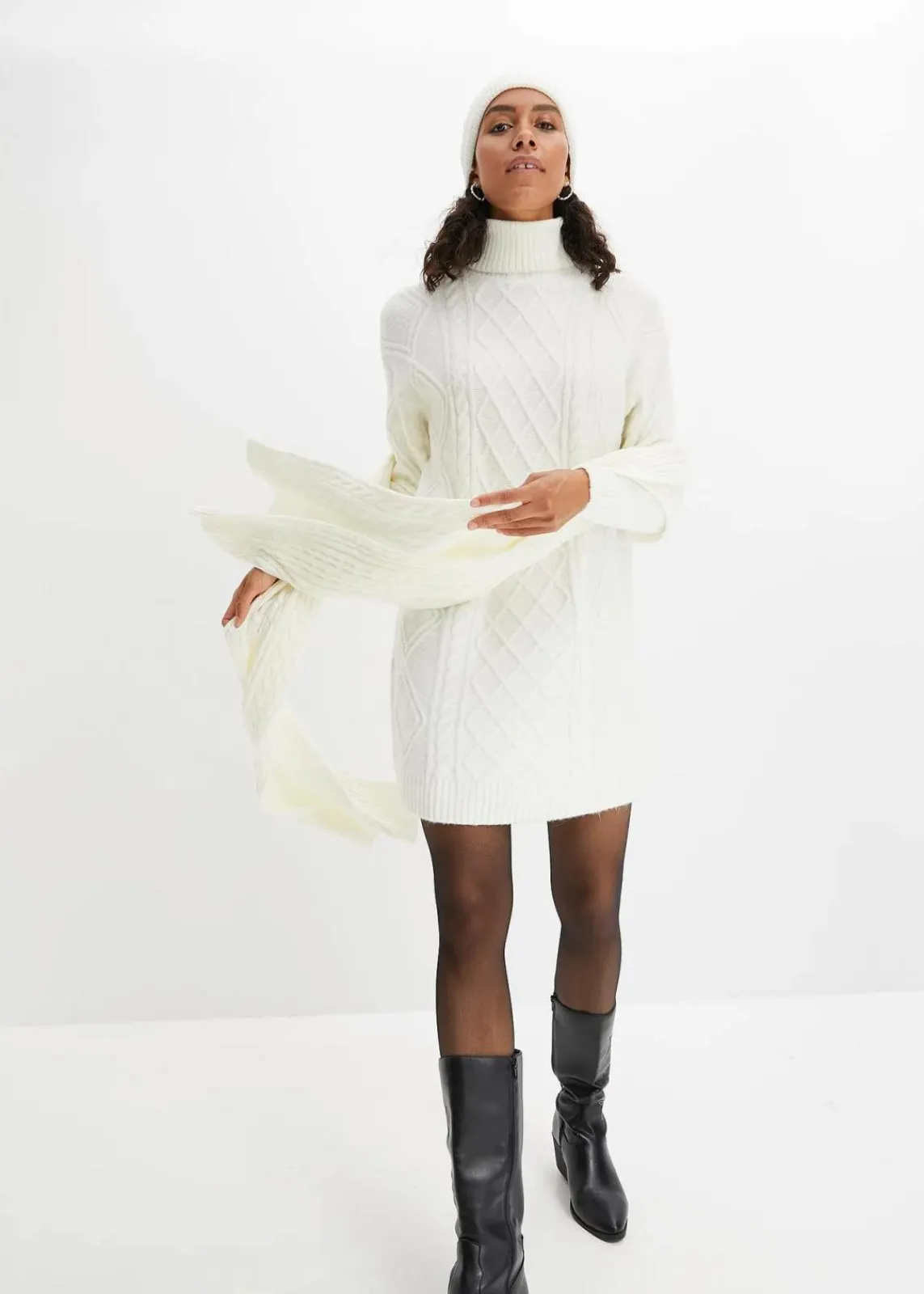 bonprix Bekleidung·Umstandsmode|Bekleidung·Pullover & Strickjacken^Strickkleid mit Zopfmuster wollweiß