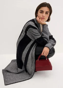 bonprix Strickmode|Bekleidung·Umstandsmode^Strickmantel schwarz/wollweiß bedruckt