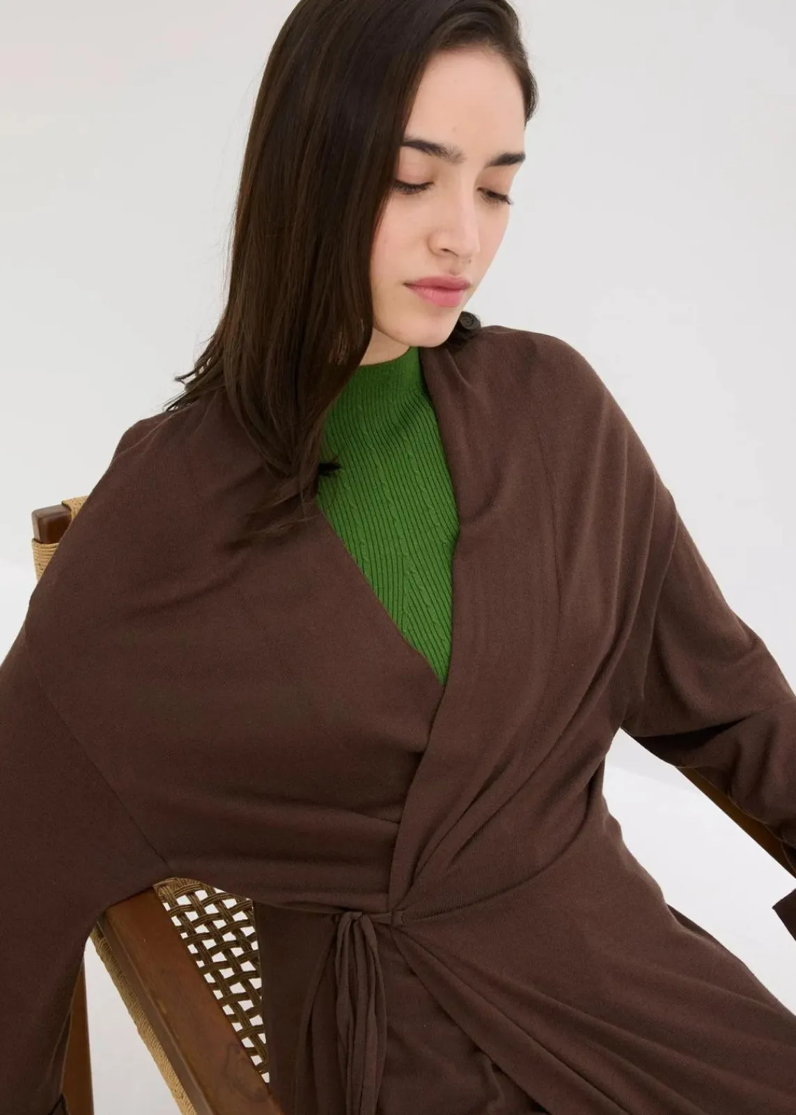 bonprix Pullover & Strickjacken|Strickmode^Strickmantel aus softem Viskose-Mix braun