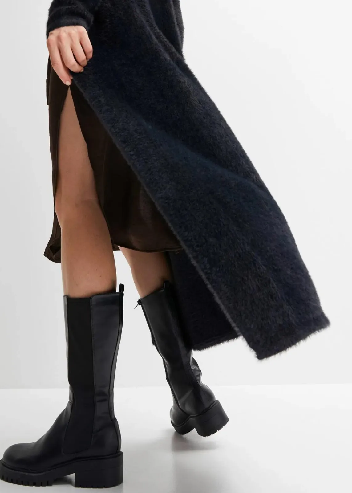 bonprix Bekleidung·Umstandsmode|Strickmode^Strickmantel aus weichem Federgarn schwarz