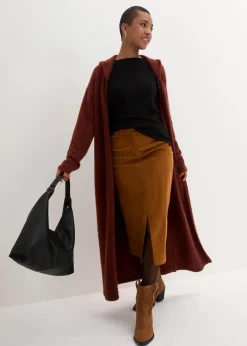 bonprix Bekleidung·Umstandsmode|Strickmode^Strickmantel aus weichem Federgarn mahagonibraun