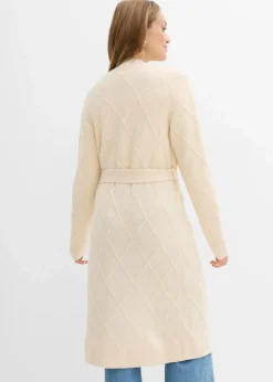 bonprix Strickmode|Pullover & Strickjacken^Strickmantel aus Zopfstrick naturbeige