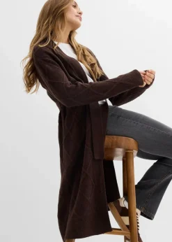 bonprix Bekleidung·Umstandsmode|Bekleidung·Jeans^Strickmantel aus Zopfstrick dunkelbraun