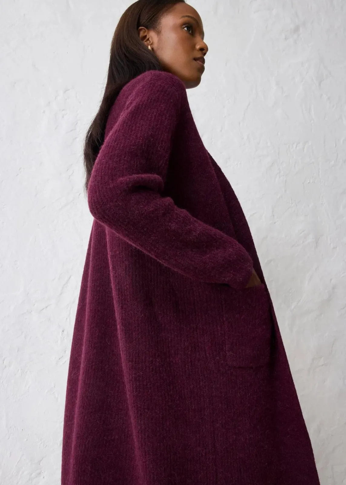 bonprix Bekleidung·Umstandsmode|Premium^Strickmantel mit Alpaka weinrot
