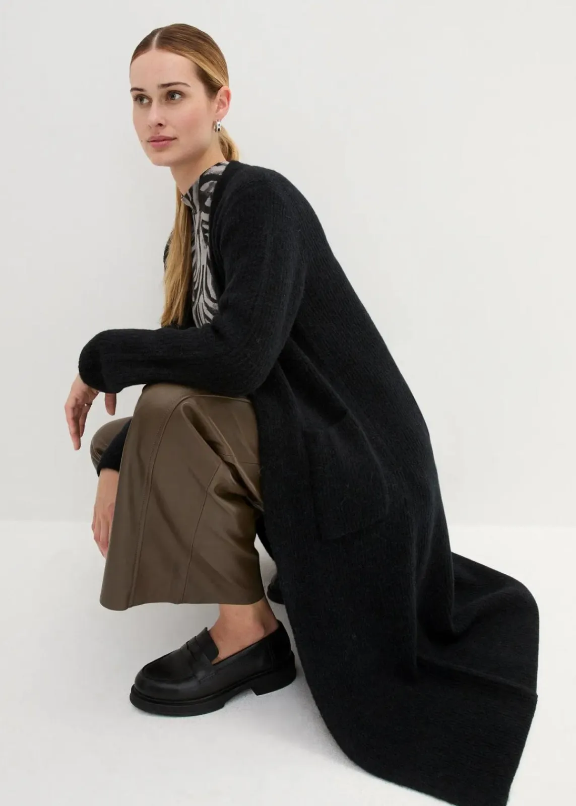 bonprix Bekleidung·Umstandsmode|Premium^Strickmantel mit Alpaka schwarz