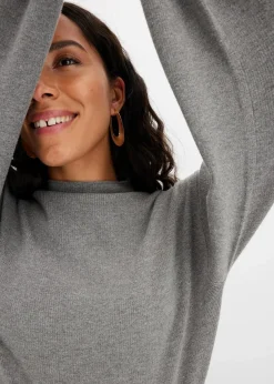 bonprix Bekleidung·Jeans|Pullover & Strickjacken^Strickpullover mit Ballonärmeln grau meliert