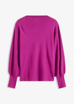 bonprix Bekleidung·Jeans|Pullover & Strickjacken^Strickpullover mit Ballonärmeln dunkelfuchsia