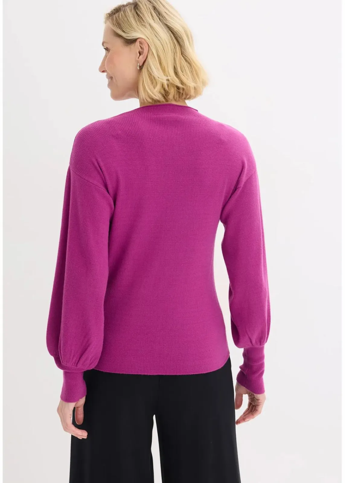 bonprix Bekleidung·Jeans|Pullover & Strickjacken^Strickpullover mit Ballonärmeln dunkelfuchsia