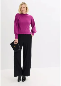 bonprix Bekleidung·Jeans|Pullover & Strickjacken^Strickpullover mit Ballonärmeln dunkelfuchsia