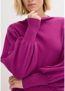 bonprix Bekleidung·Jeans|Pullover & Strickjacken^Strickpullover mit Ballonärmeln dunkelfuchsia