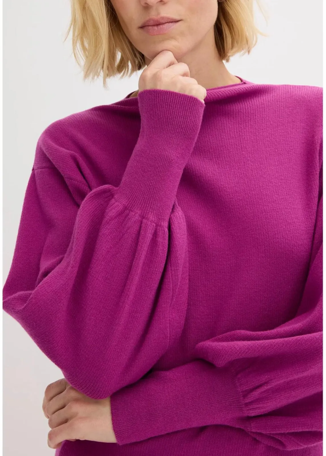 bonprix Bekleidung·Jeans|Pullover & Strickjacken^Strickpullover mit Ballonärmeln dunkelfuchsia