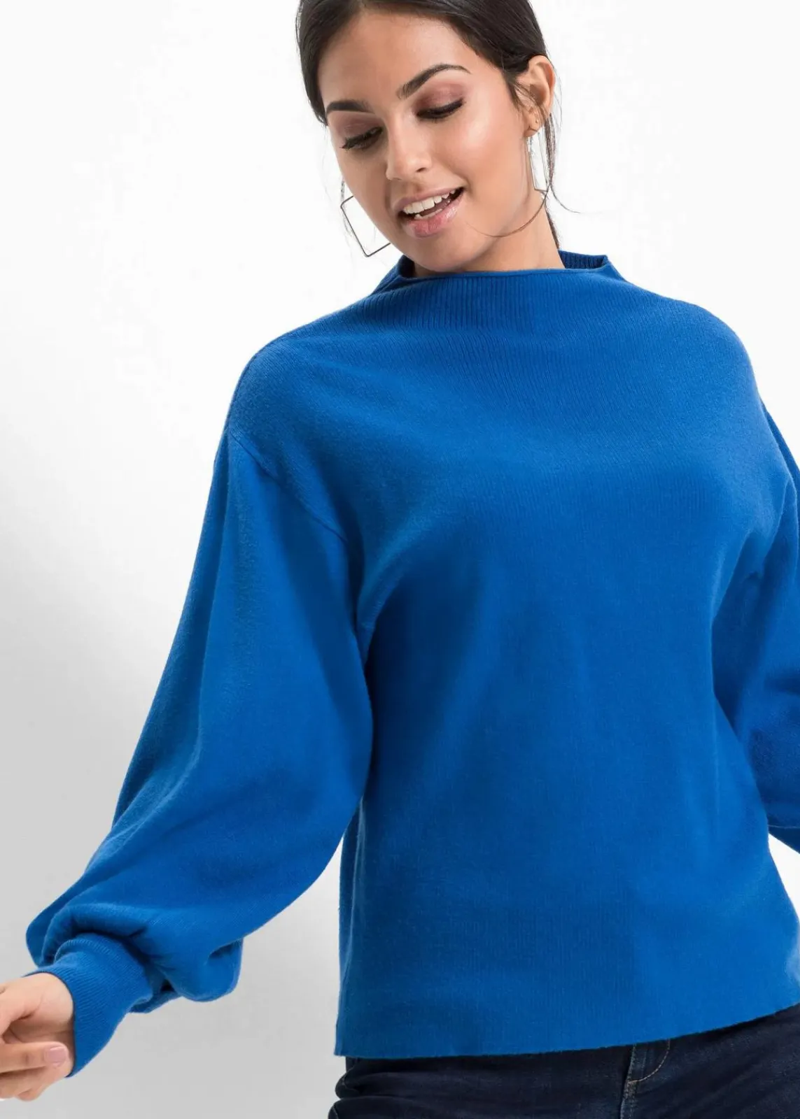 bonprix Strickmode|Pullover & Strickjacken^Strickpullover mit Ballonärmeln royalblau