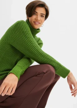 bonprix Bekleidung·Umstandsmode|Strickmode^Strickpullover mit Rollkragen forstgrün