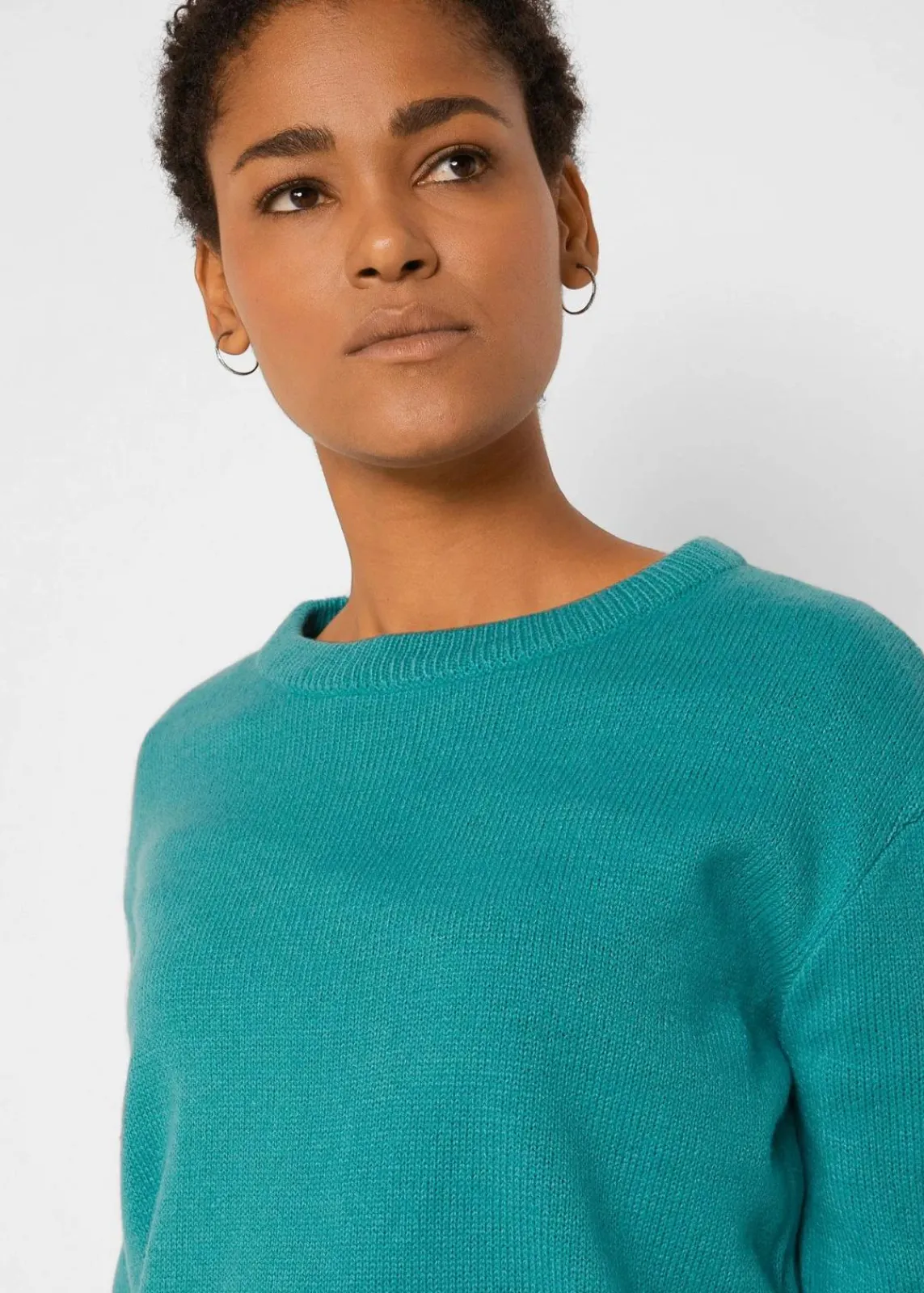 bonprix Pullover & Strickjacken|Basics^Strick-Pullover mit Rundhals-Ausschnitt türkis