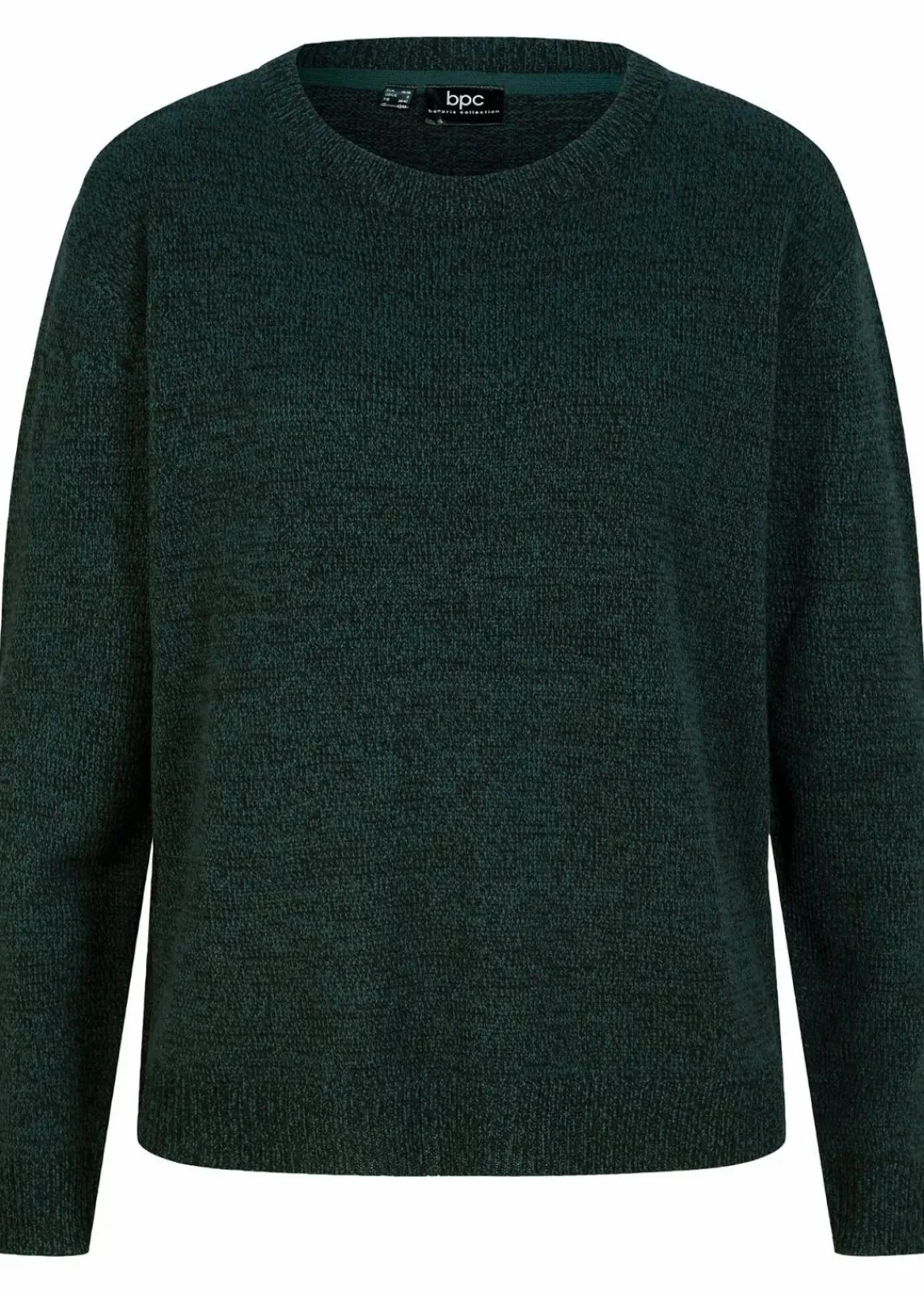 bonprix Bekleidung·Umstandsmode|Bekleidung·Jeans^Strick-Pullover mit Rundhals-Ausschnitt in Melange tiefgrün meliert