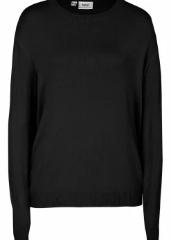 bonprix Pullover & Strickjacken|Basics^Strick-Pullover mit Rundhals-Ausschnitt schwarz