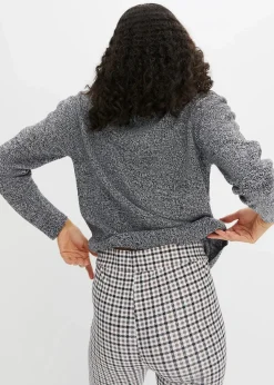 bonprix Bekleidung·Umstandsmode|Bekleidung·Jeans^Strick-Pullover mit Rundhals-Ausschnitt in Melange anthrazit meliert
