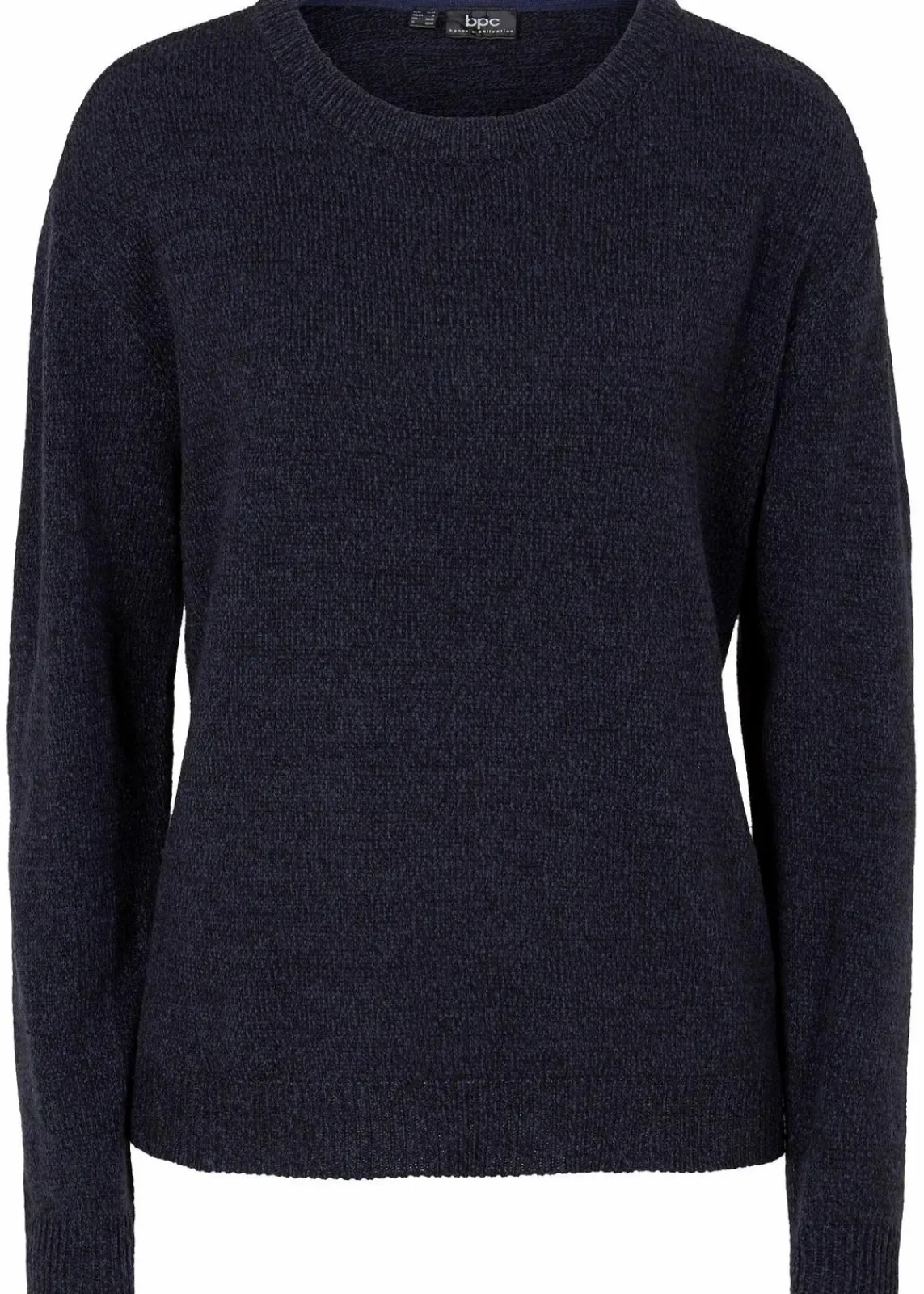 bonprix Strickmode|Pullover & Strickjacken^Strick-Pullover mit Rundhals-Ausschnitt in Melange dunkelblau meliert