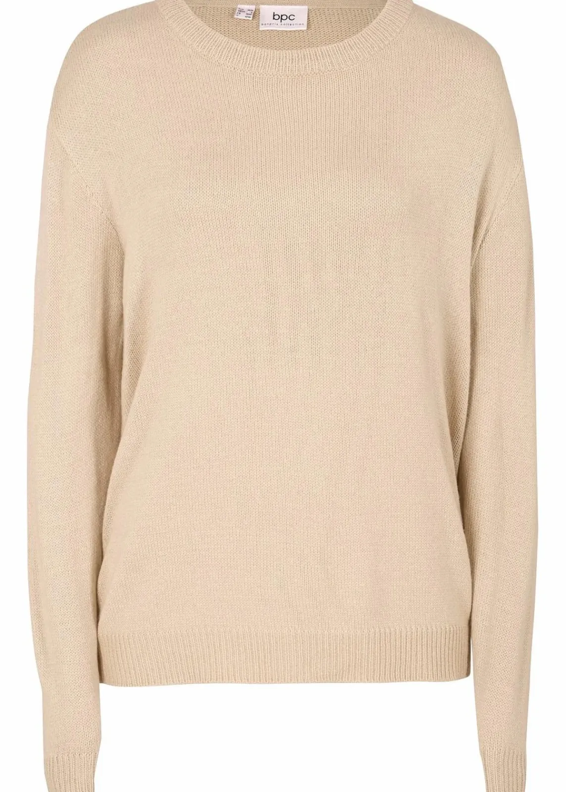 bonprix Pullover & Strickjacken|Basics^Strick-Pullover mit Rundhals-Ausschnitt beige
