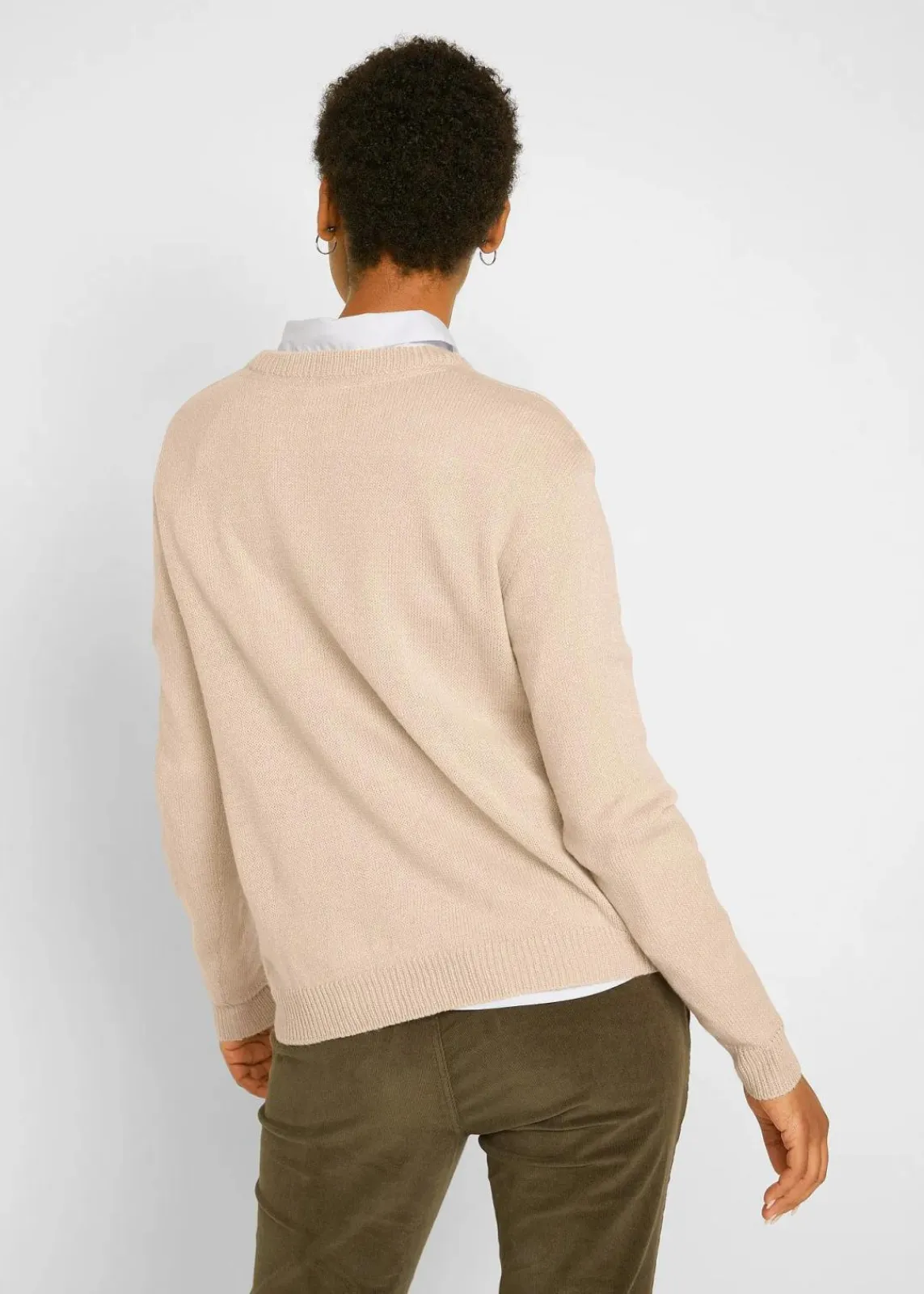 bonprix Pullover & Strickjacken|Basics^Strick-Pullover mit Rundhals-Ausschnitt beige