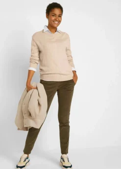 bonprix Pullover & Strickjacken|Basics^Strick-Pullover mit Rundhals-Ausschnitt beige