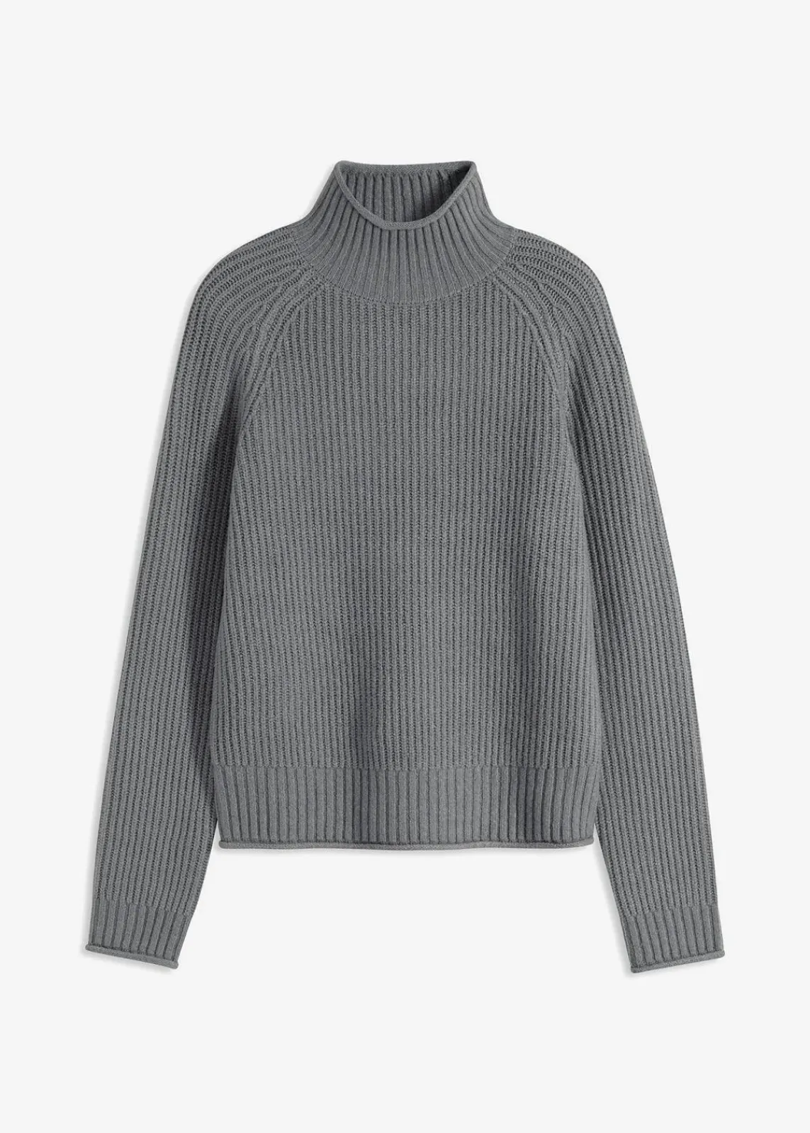 bonprix Pullover & Strickjacken|Strickmode^Strickpullover mit Stehkragen grau meliert