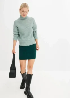 bonprix Strickmode|Pullover & Strickjacken^Strickpullover mit Stehkragen rauchgrün
