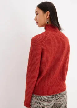 bonprix Strickmode|Pullover & Strickjacken^Strickpullover mit Stehkragen karminrot